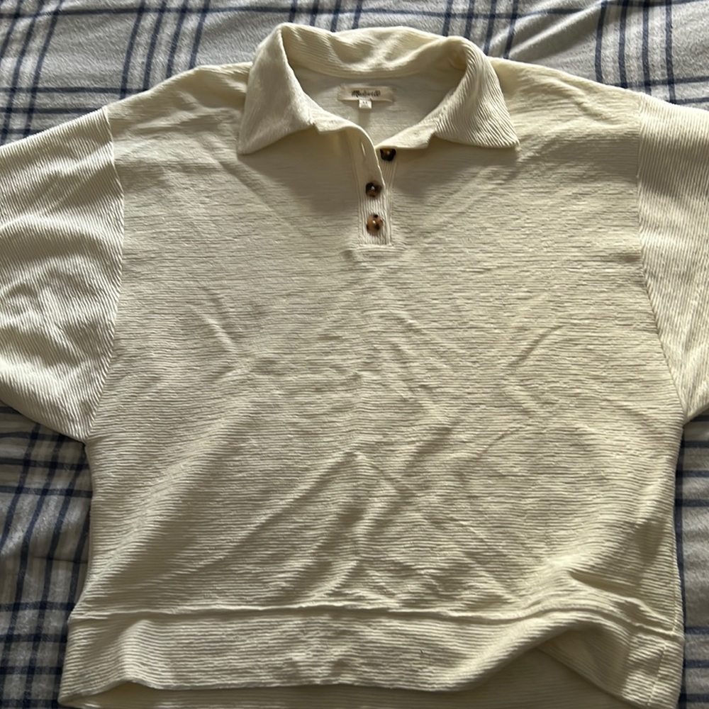 Madewell Ottoman Jacquard Polo Top (XS)